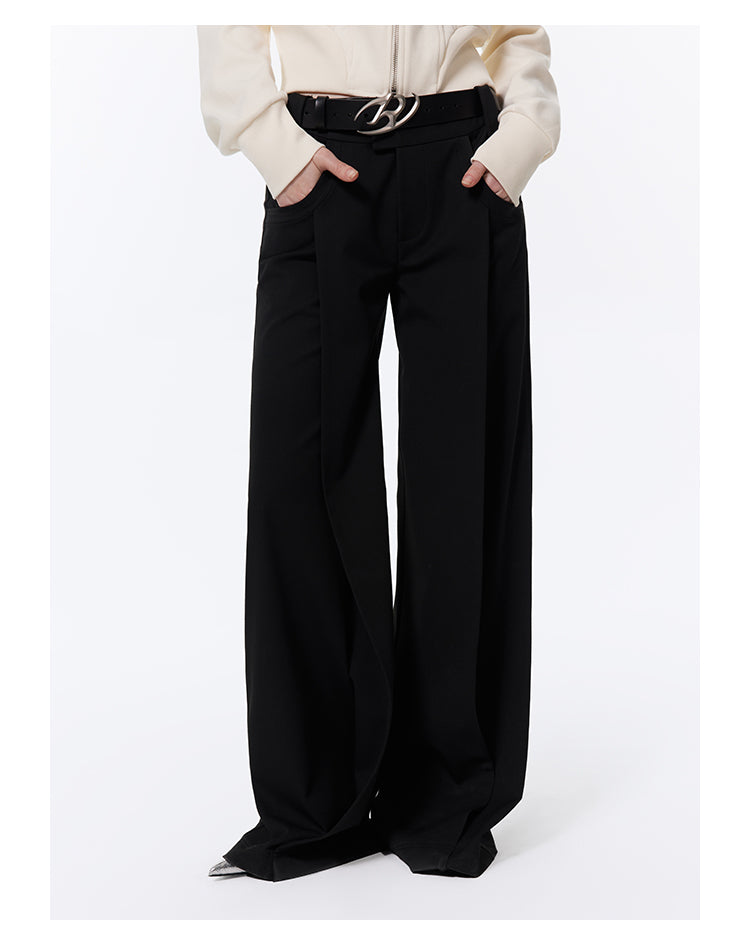 loose straight wide leg suit pants