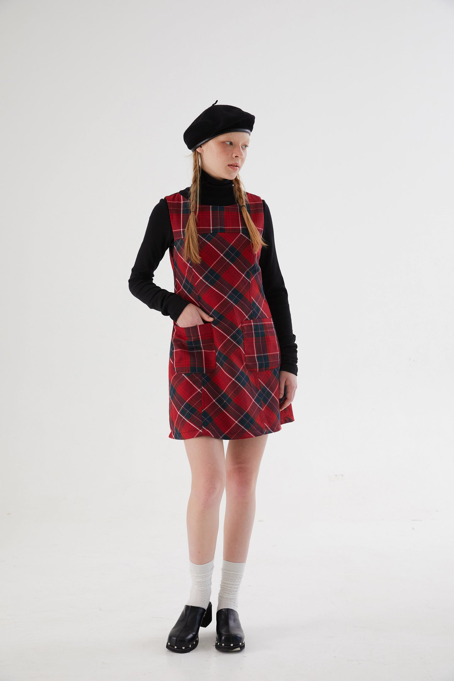 Girly Plaid A-line Vest Dress