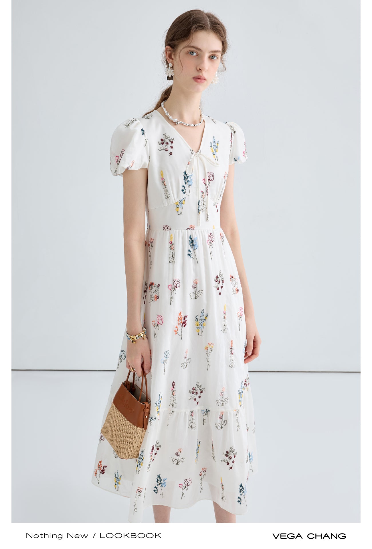 Puff Sleeve Floral Pattern Dress