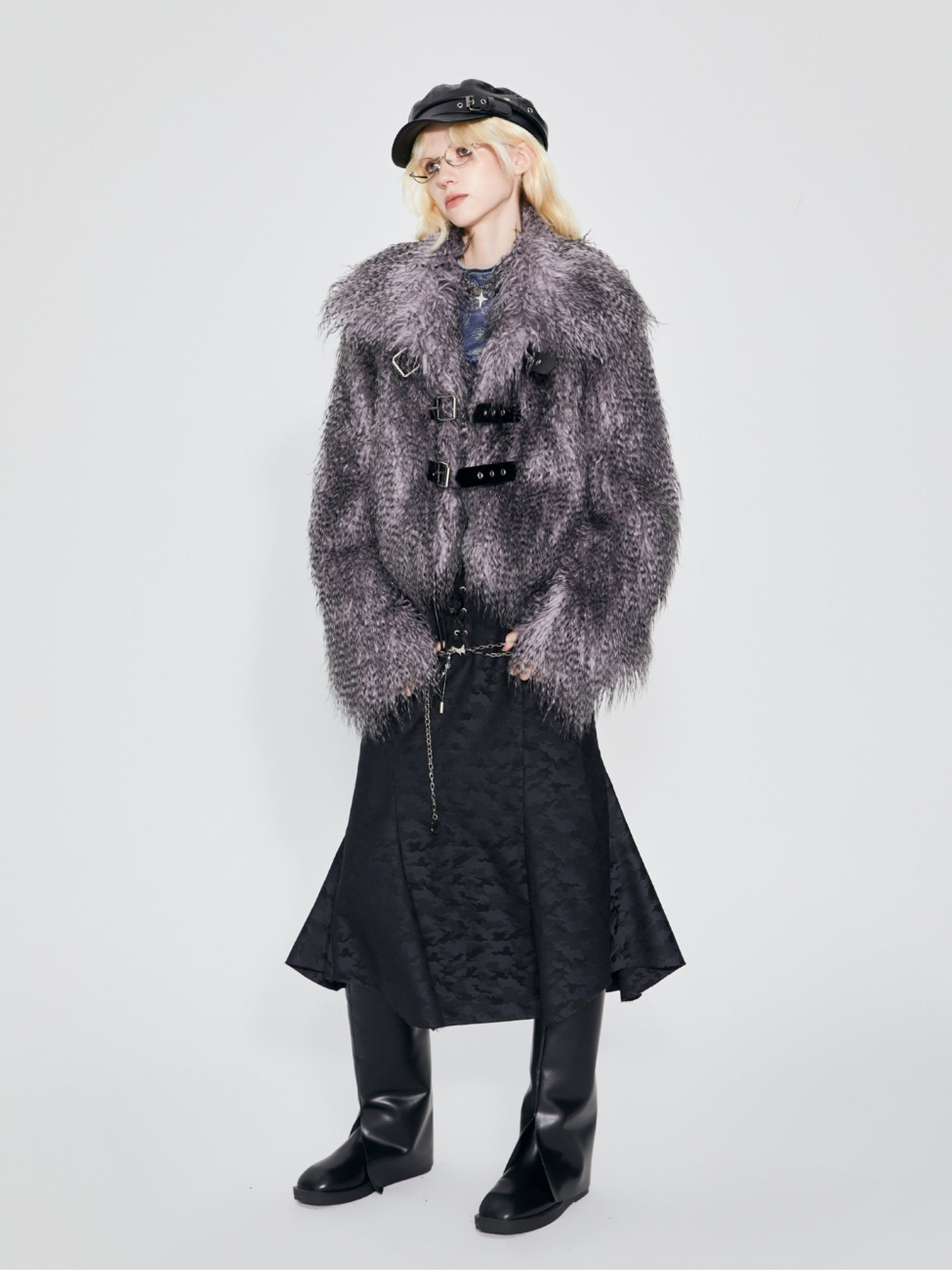 Retro short length fur coat jacket