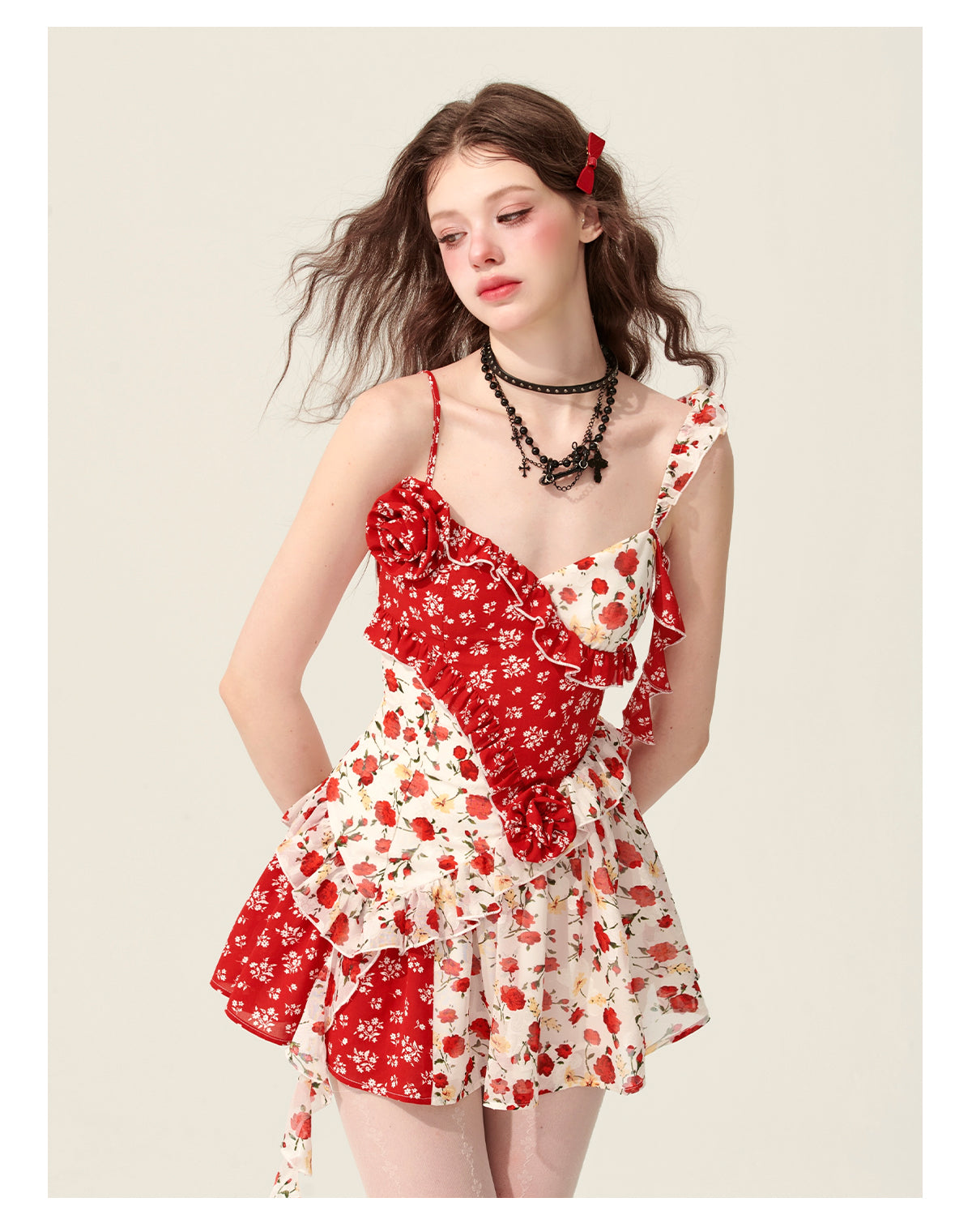 Splicing Floral Dress