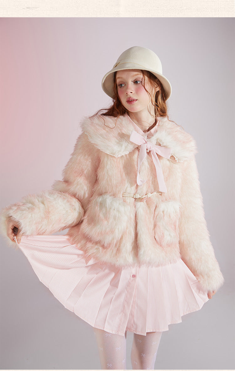 Sweet Doll Color Gradient Pink Short Coat