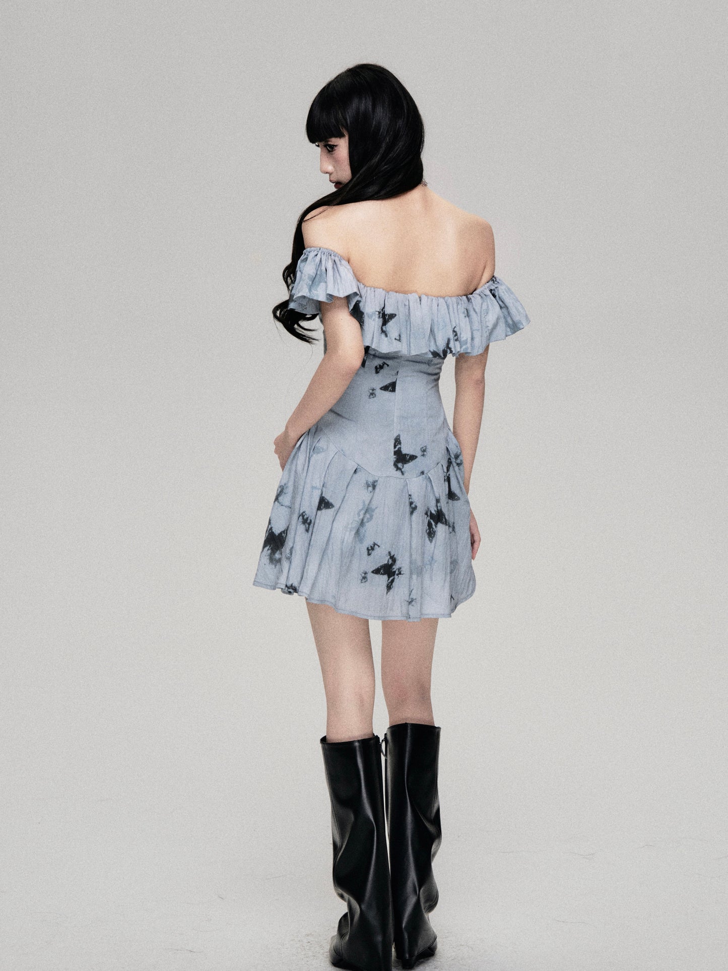 Off-the-shoulder Butterfly Ruffle Dress