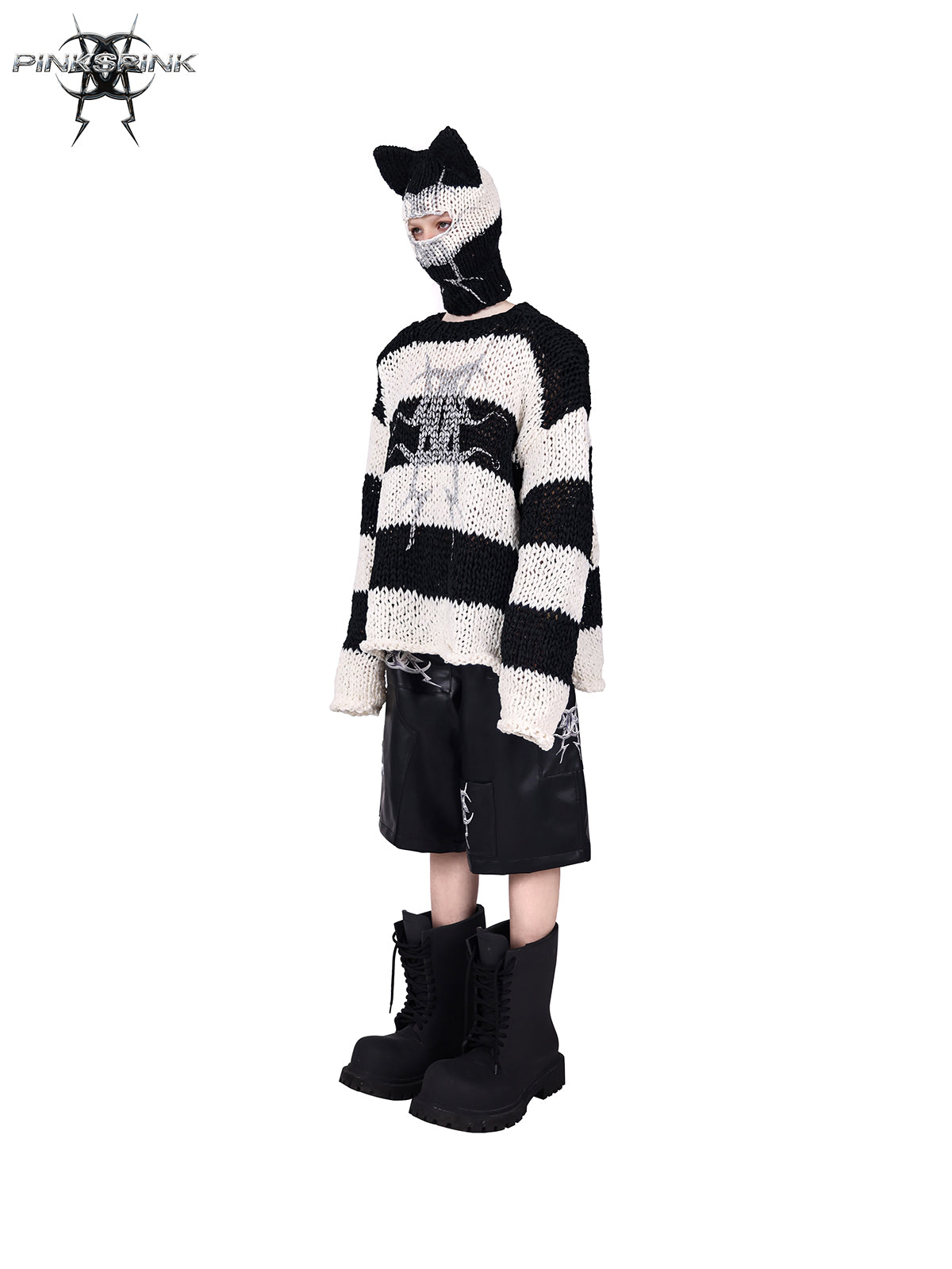 Oversized shoulder pad stripe knit