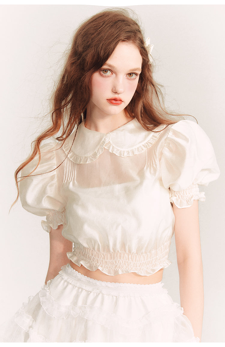 See-through Frilly Short Length Blouse