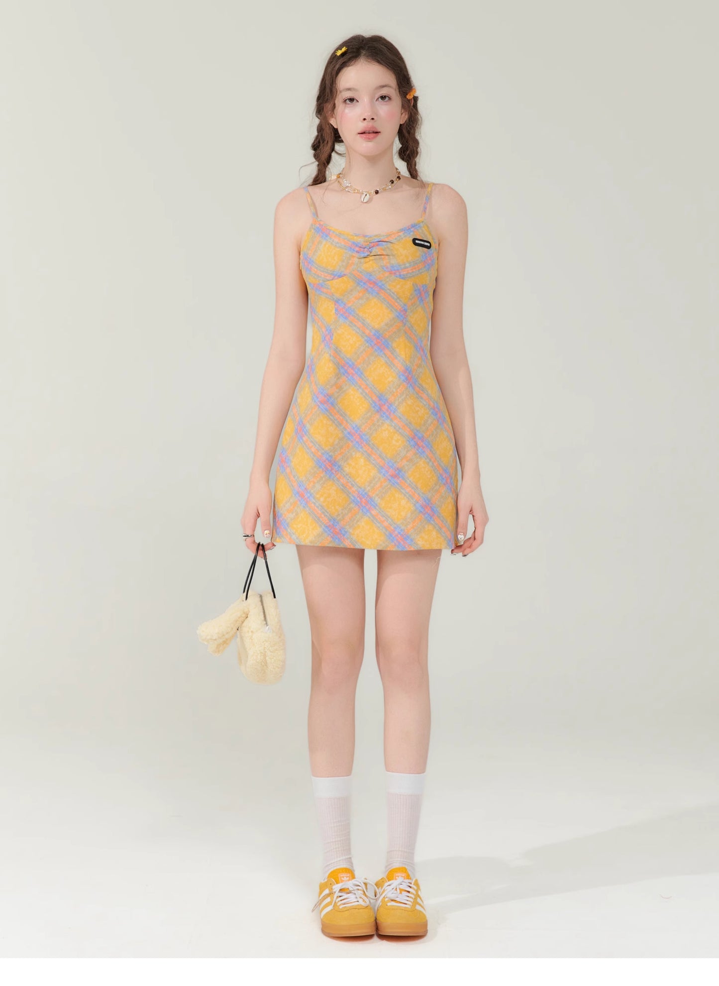 Checkered Slim Suspender Dress