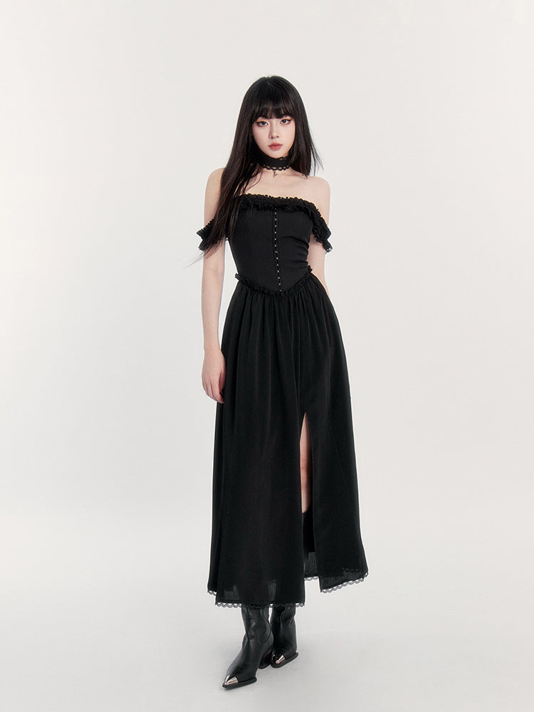 Pleated Suspender Skirt