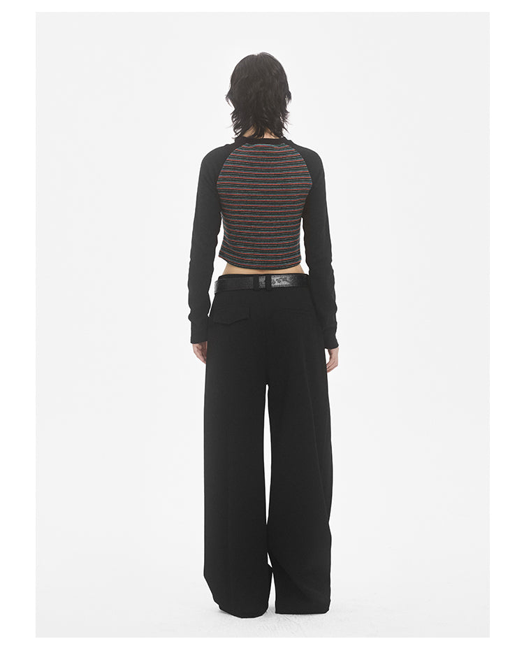 Loose Straight Pleated Suit Pants