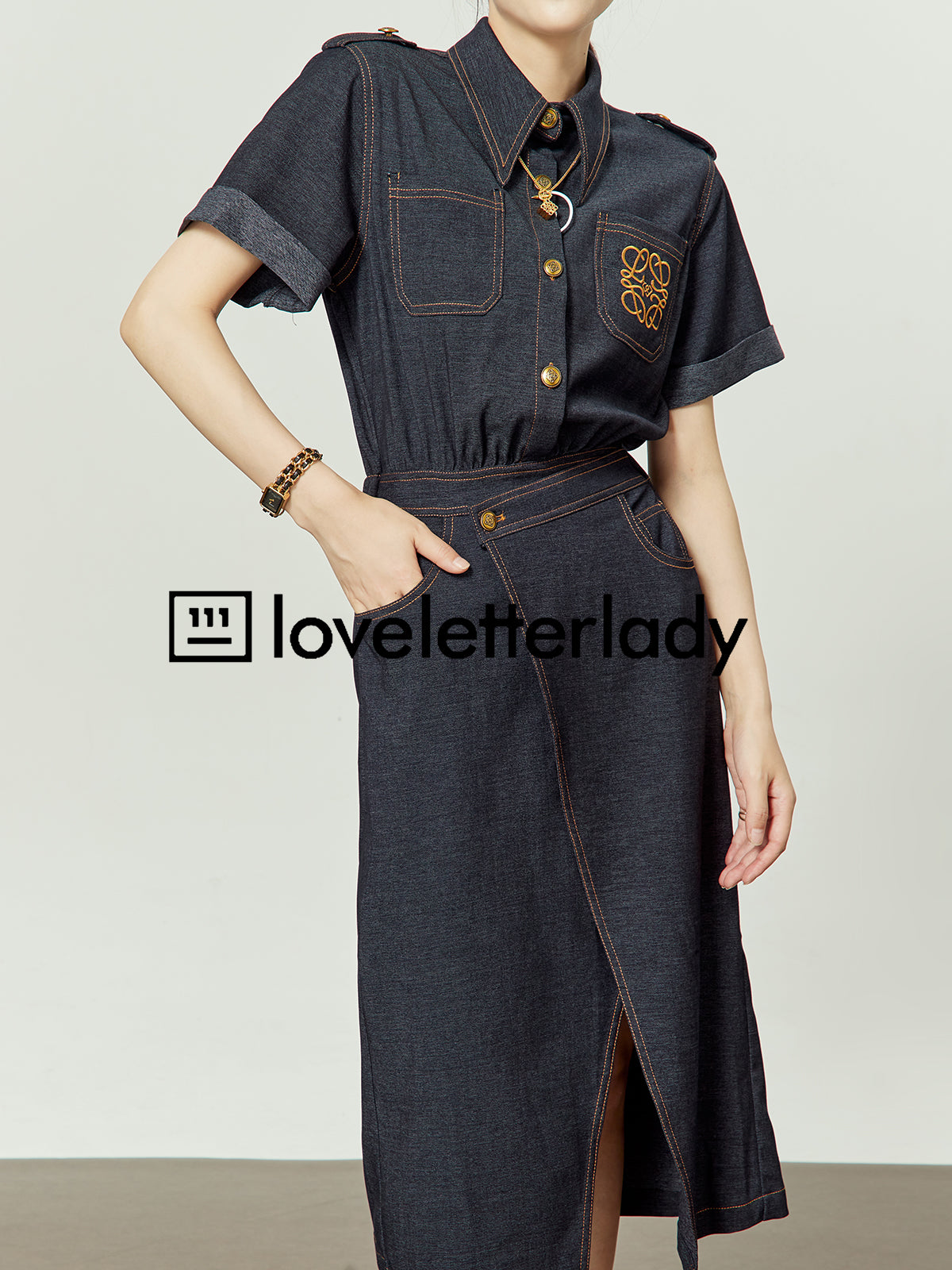 Slim Retro Denim Dress