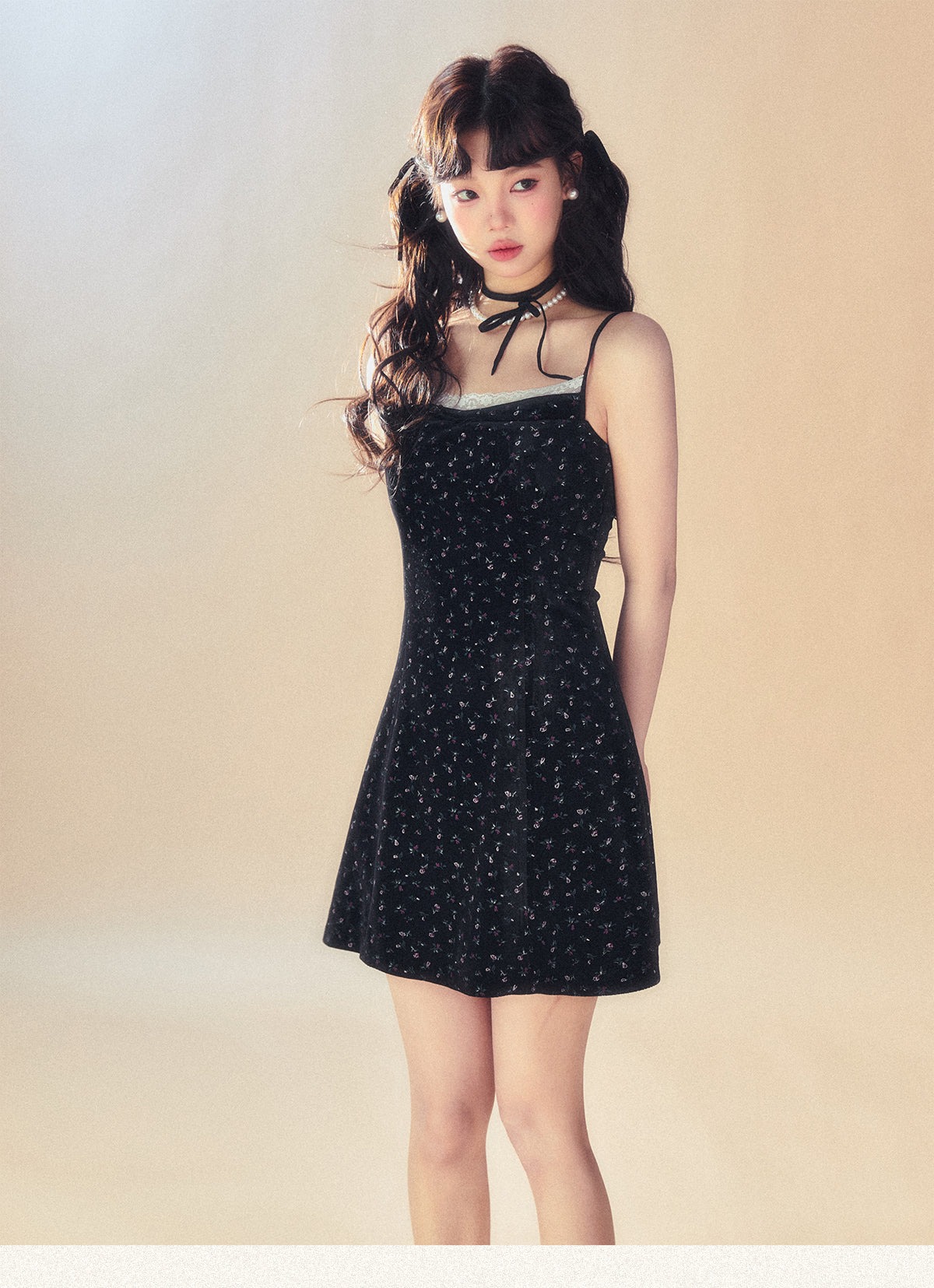 Retro Jacquard Suspender Dress