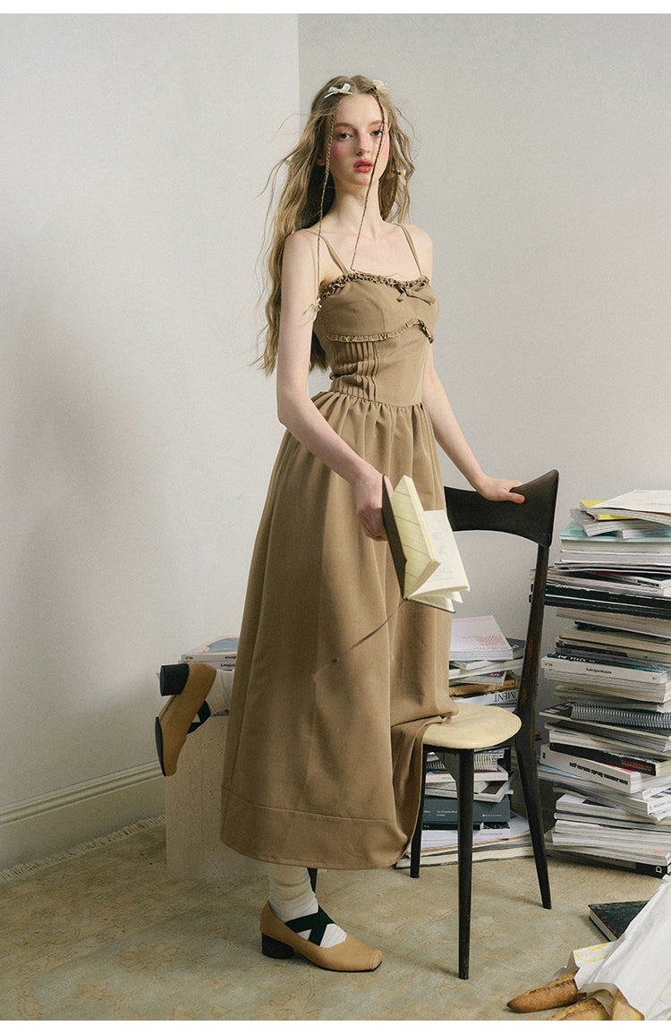 Light Brown French Long Dress