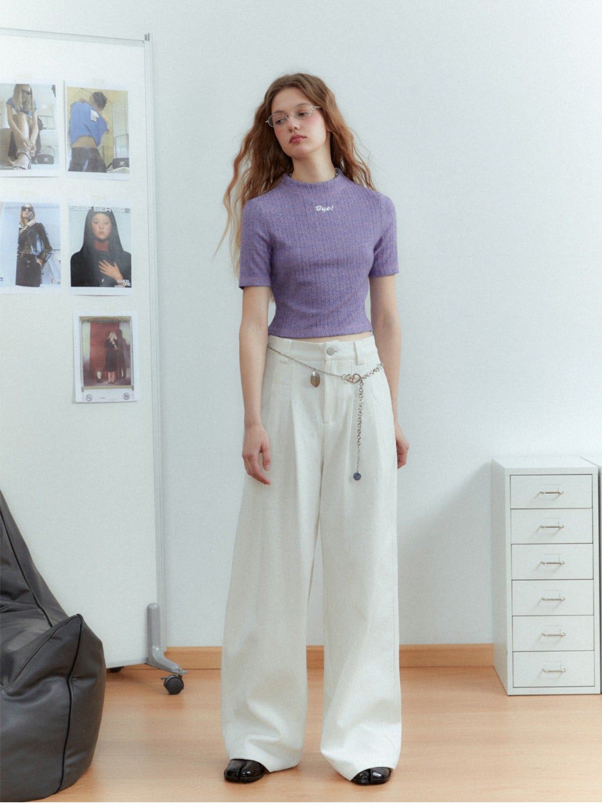 Wide Leg Low Waist Cotton Pants