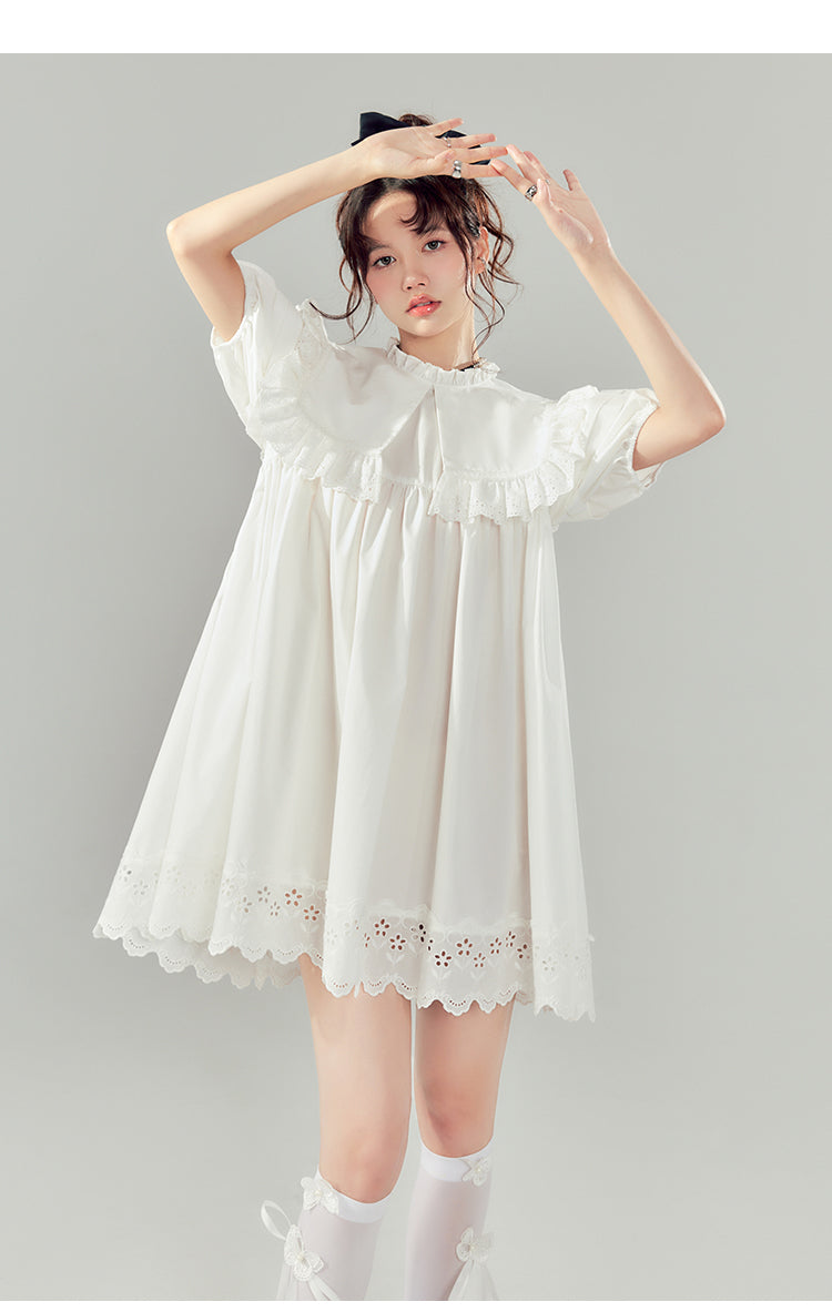 Puff Sleeve French Girly Short Length One-piece