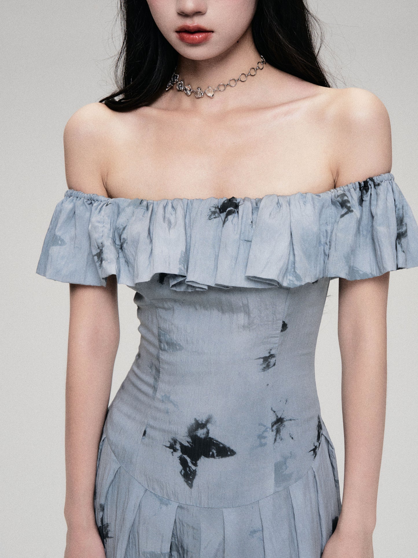 Off-the-shoulder Butterfly Ruffle Dress