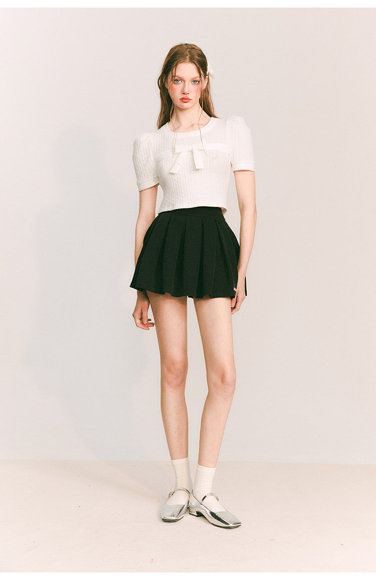 Ribbon Half Sleeve Short Knit