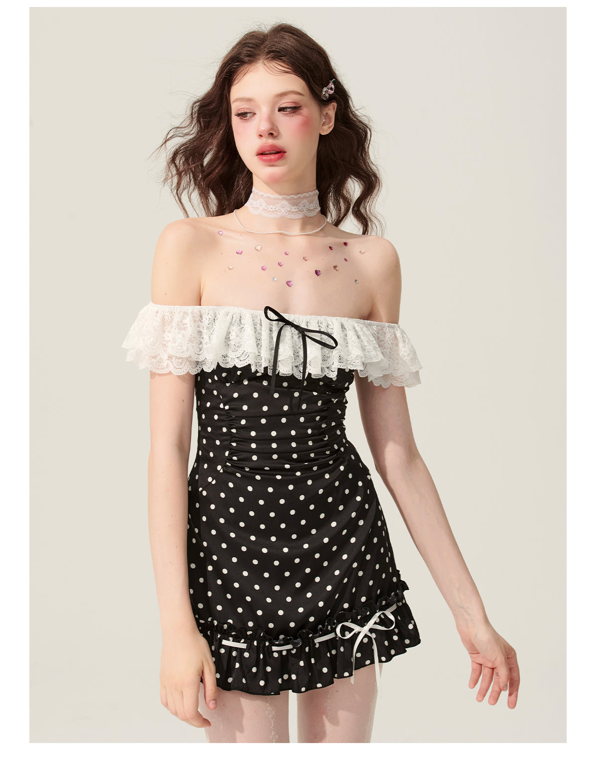 One Shoulder Polka Dot Dress