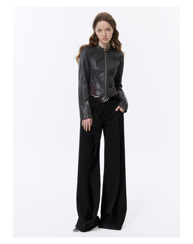 loose straight wide leg suit pants