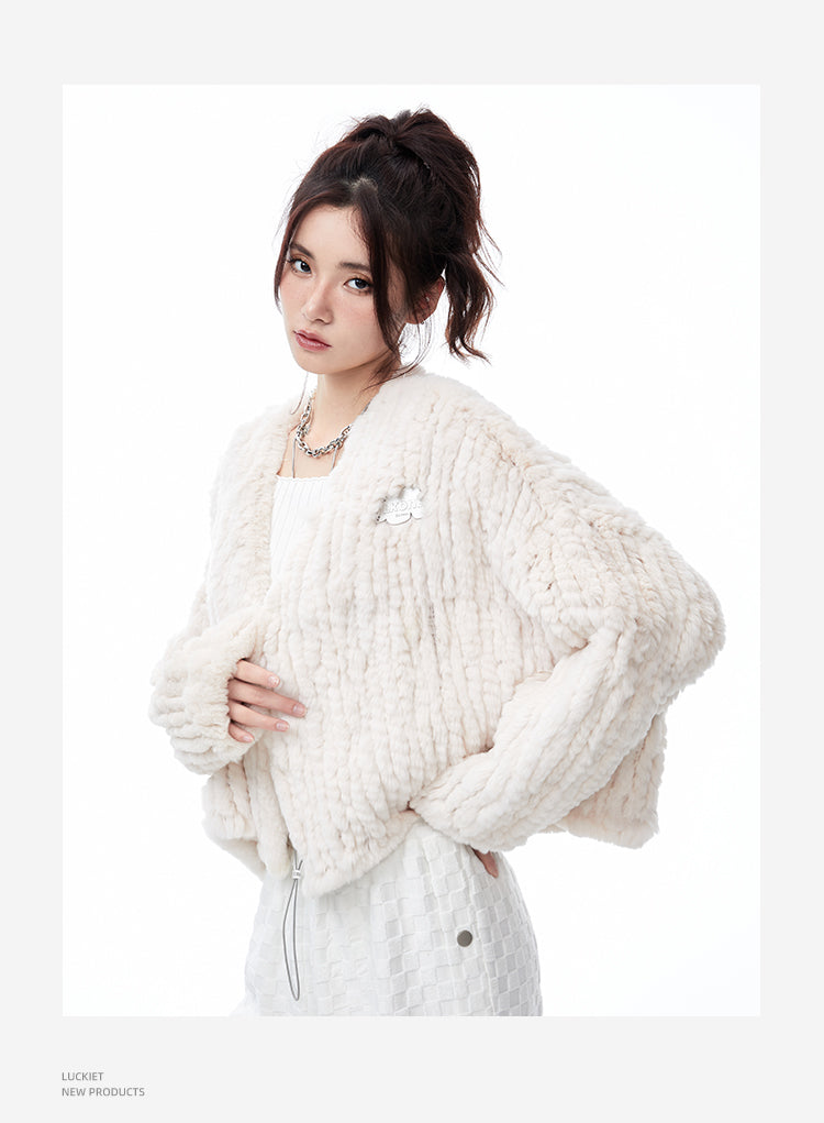 Thick coat rex rabbit fur short coat