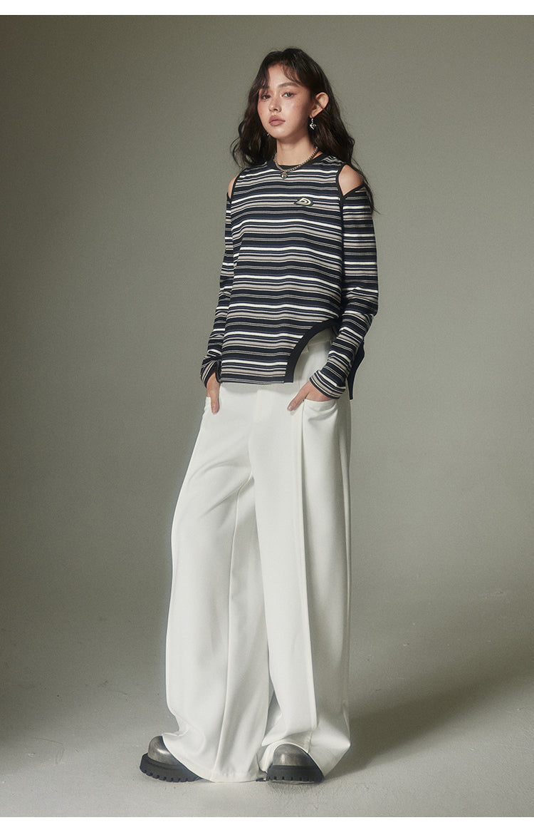 Wide Leg Straight Draped Pants