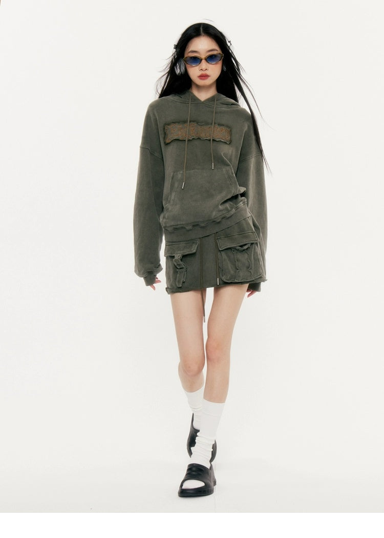 Military Green Sweatshirt Loose Sweatshirt Setup