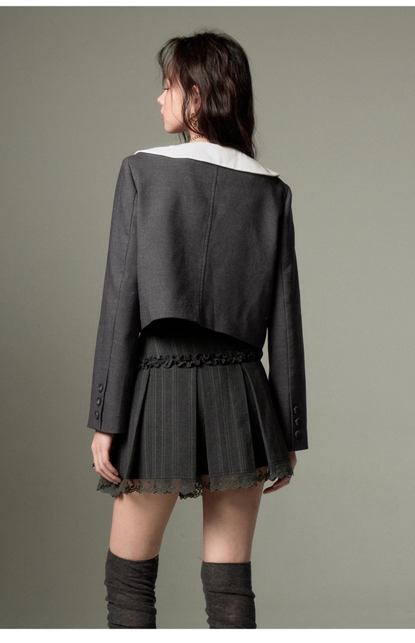 College Style Short Length Lace Jacket