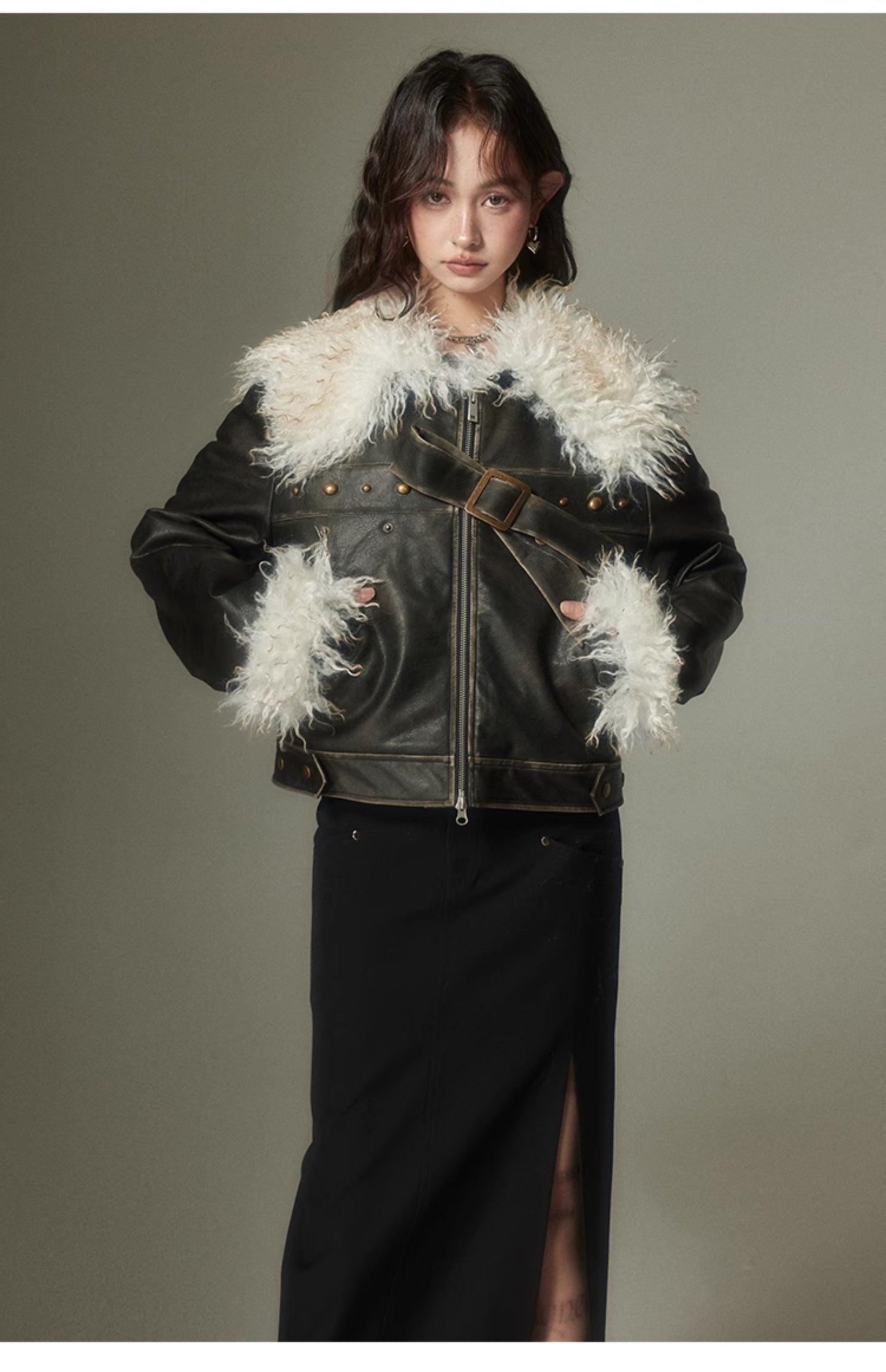 Retro Fur Leather Jacket