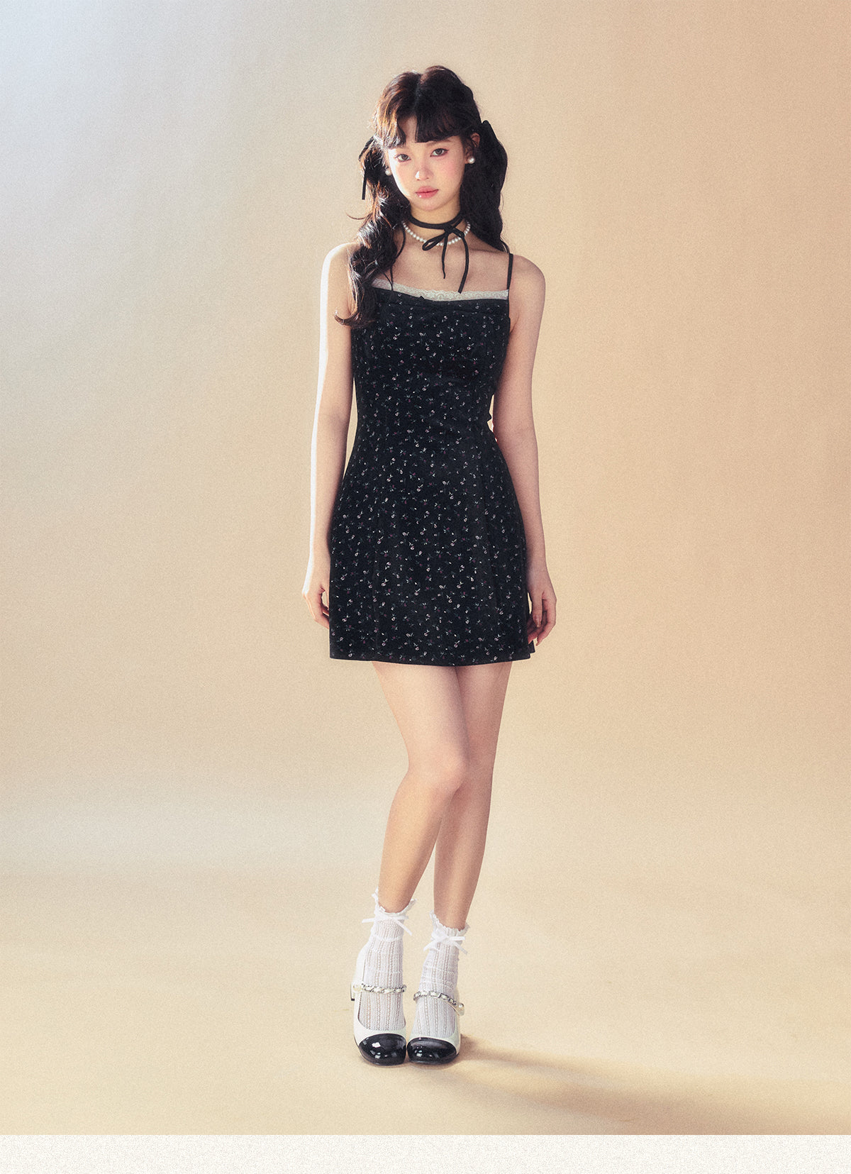 Retro Jacquard Suspender Dress