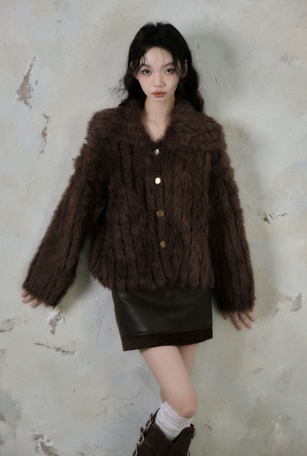 Imitation mink wool sweater cardigan jacket