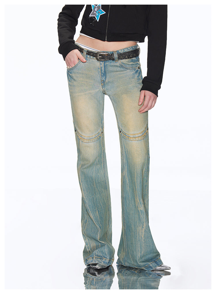 Slim Straight American Retro Washed Denim Pants