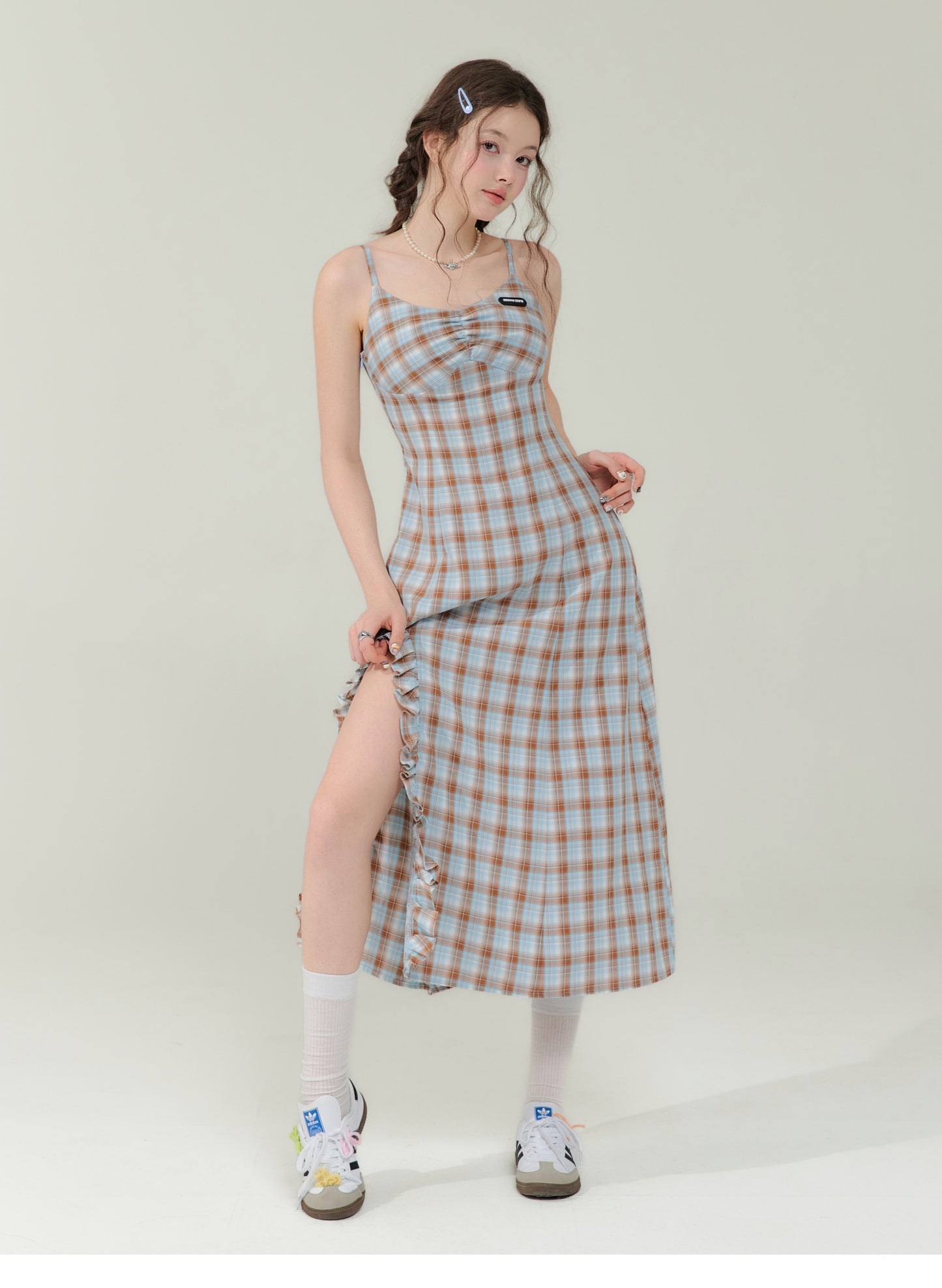 Retro design check dress