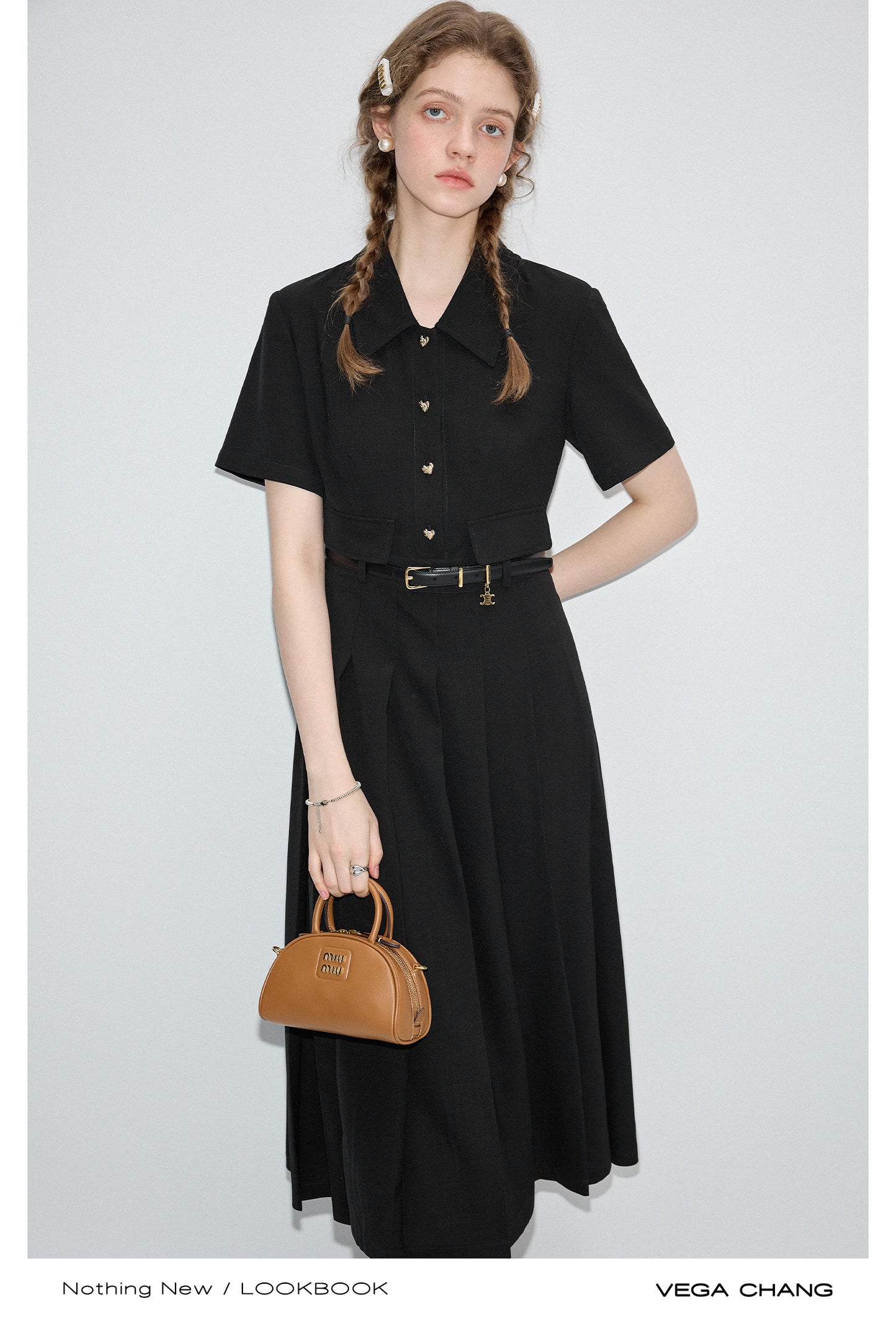 Pleated shirt dress