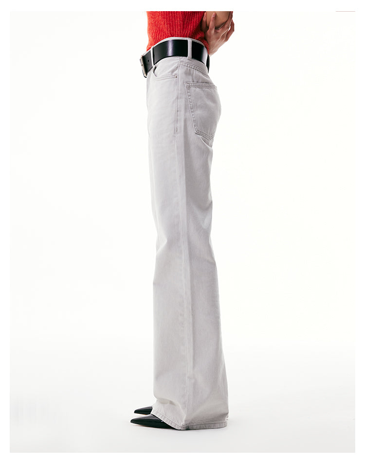 Slim fit flared white denim pants