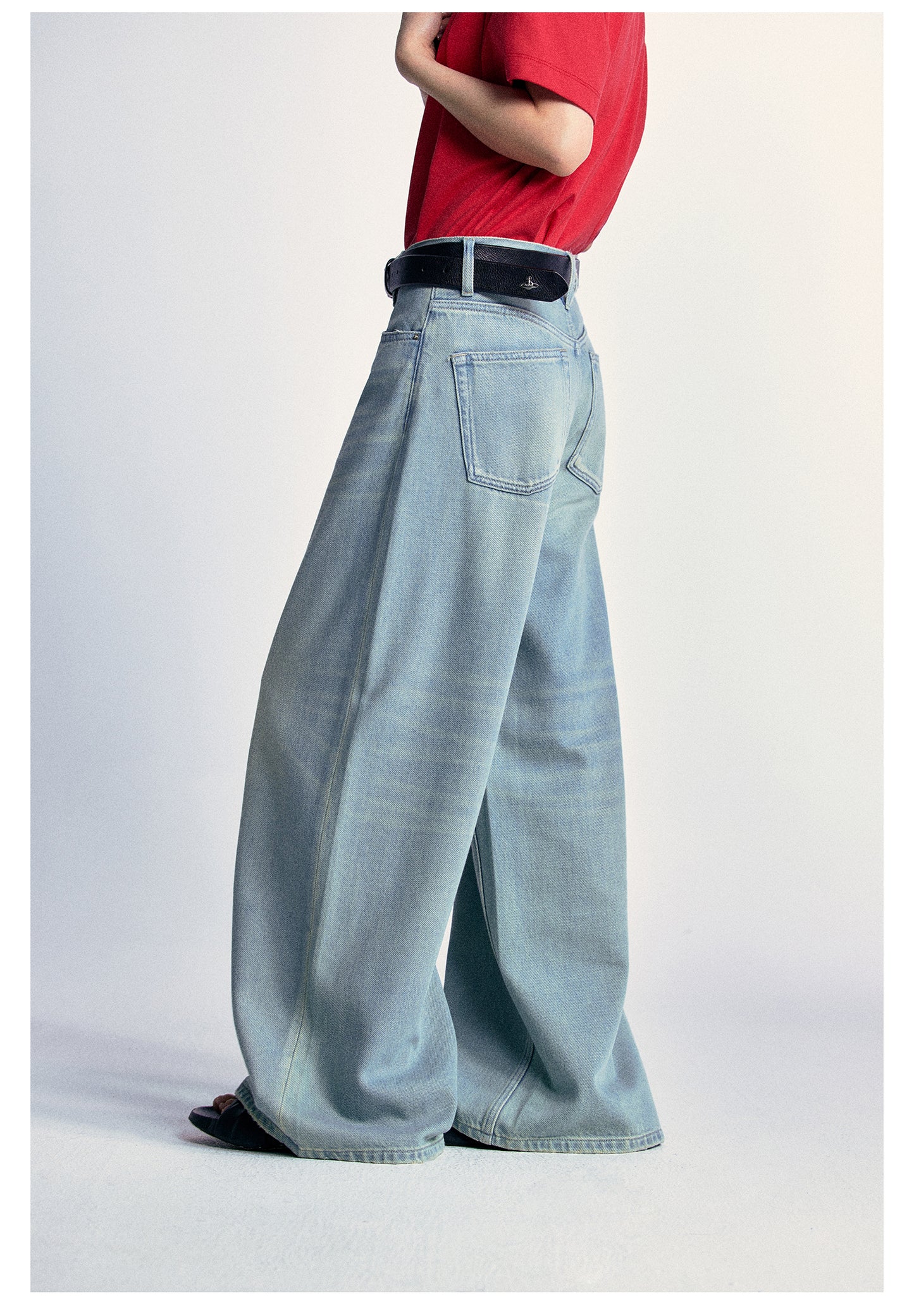 Oversized Wide Leg Washed Denim Pants