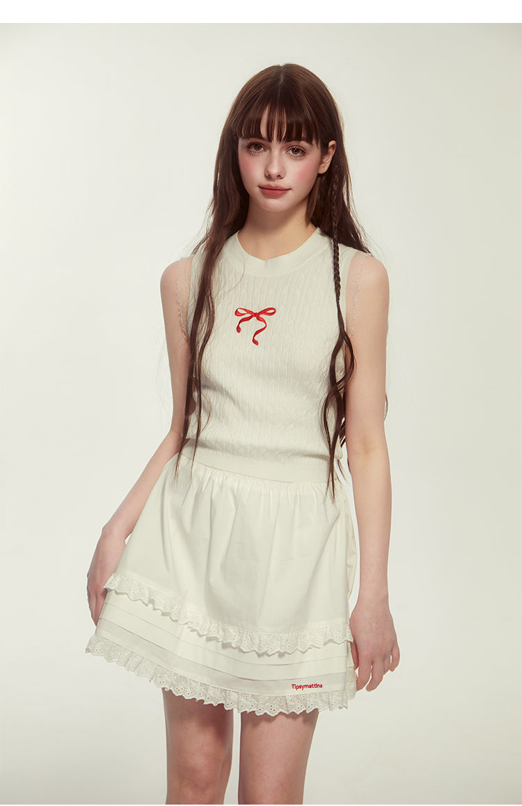 Ribbon Knit Sleeveless Shirt