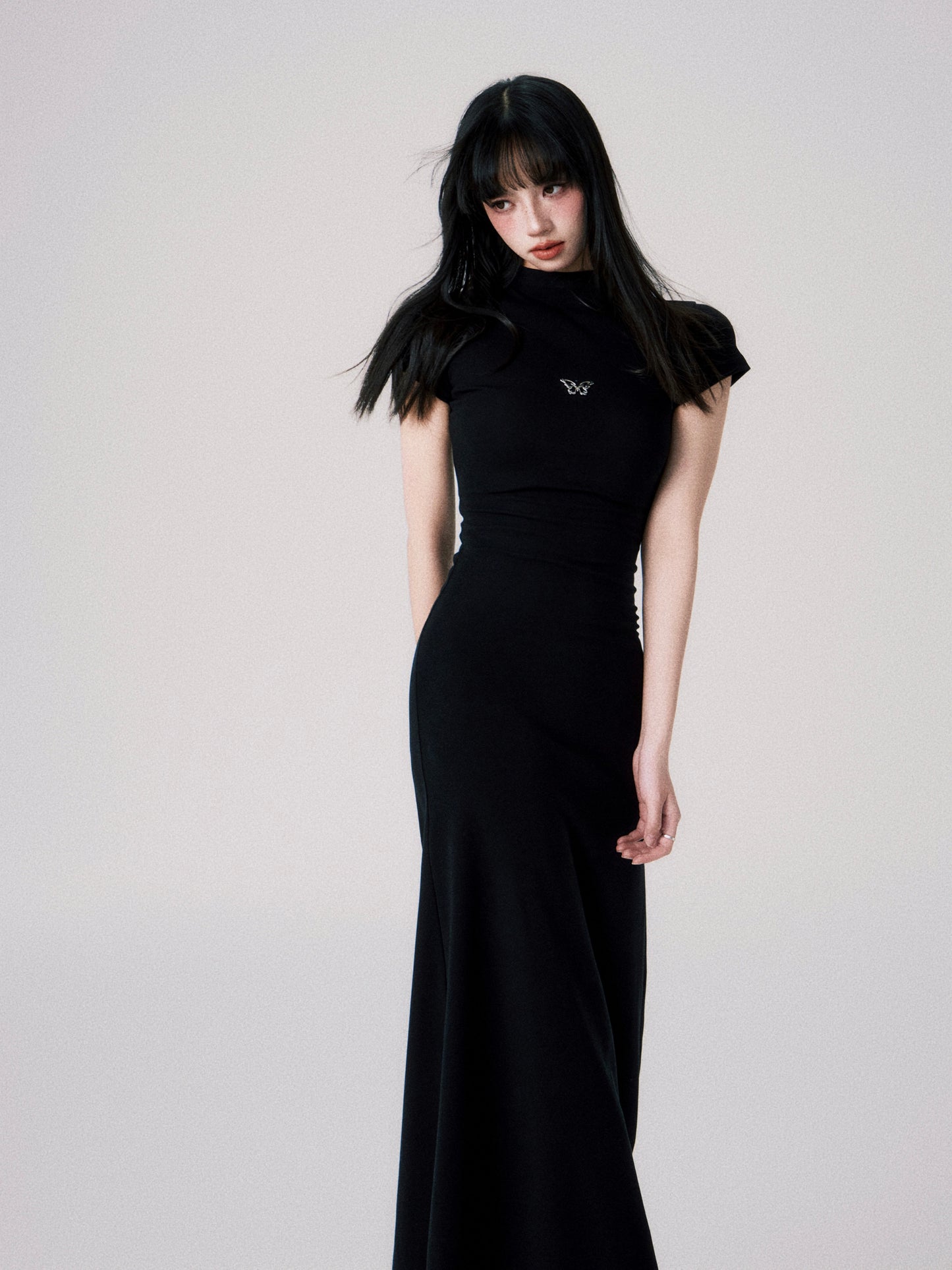 Slim fit long high-end knit dress