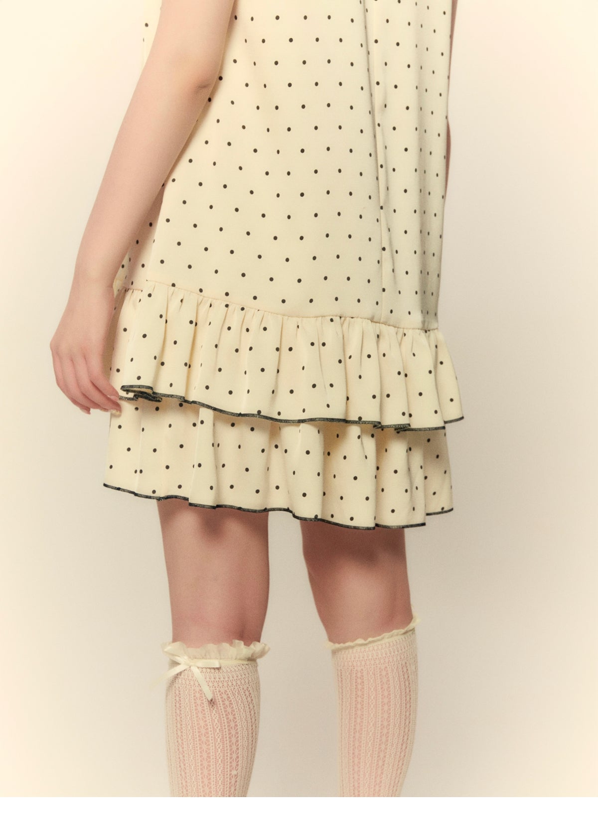 Satin Polka Dot Pleated Dress