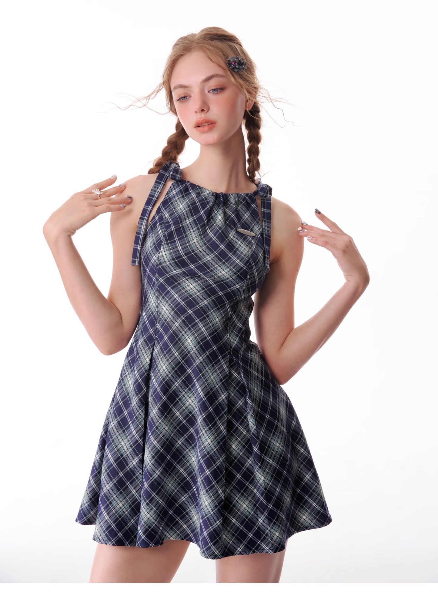 Checkered Suspender Dress