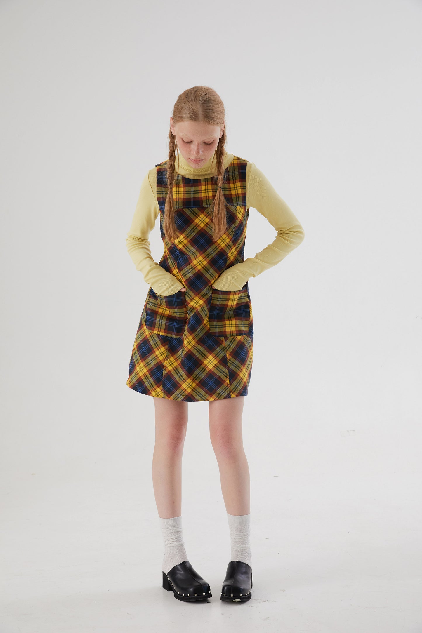 Girly Check Yellow Pattern A-line Best Dress