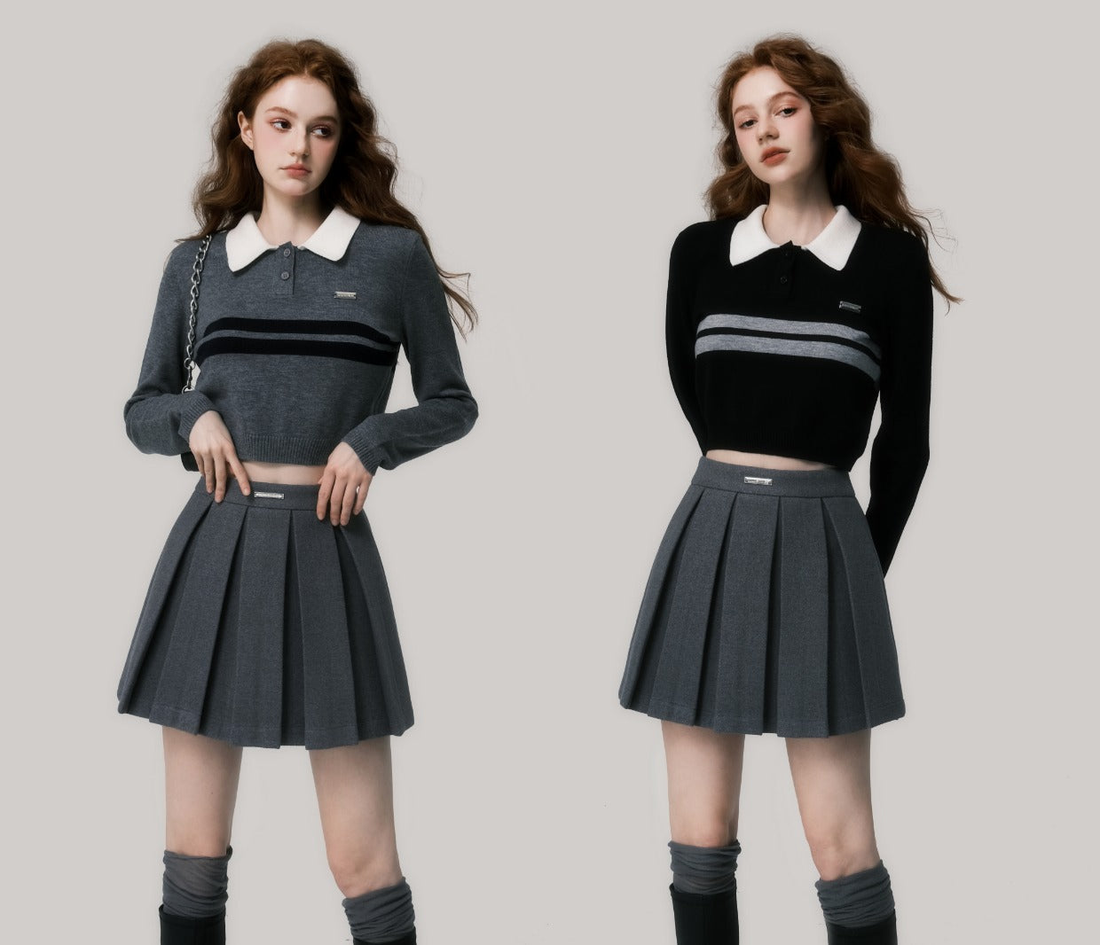 College Style Short Length Polo Knit