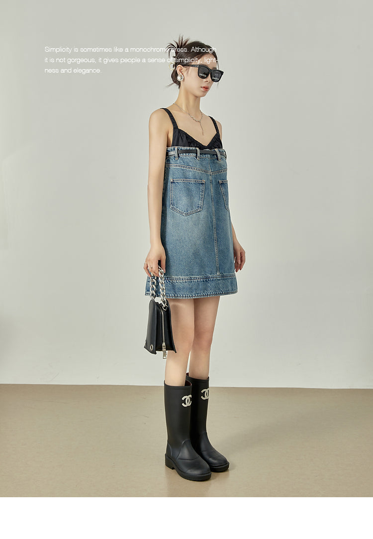 Denim Suspender Dress