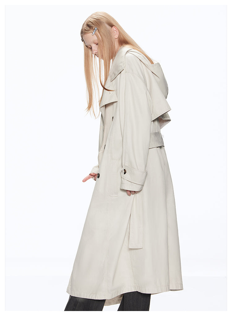 Big Silhouette Hooded Trench Coat