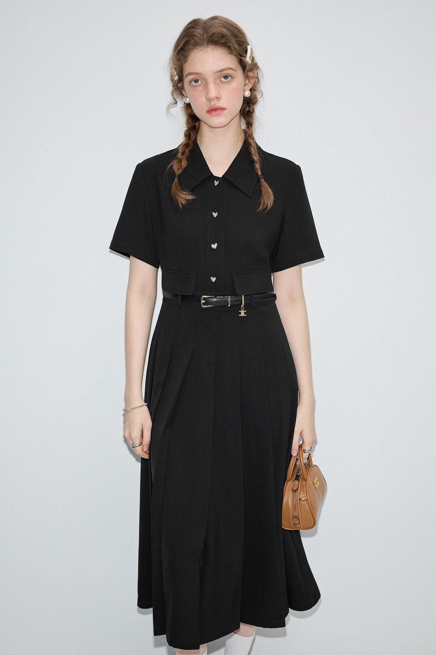 Pleated shirt dress