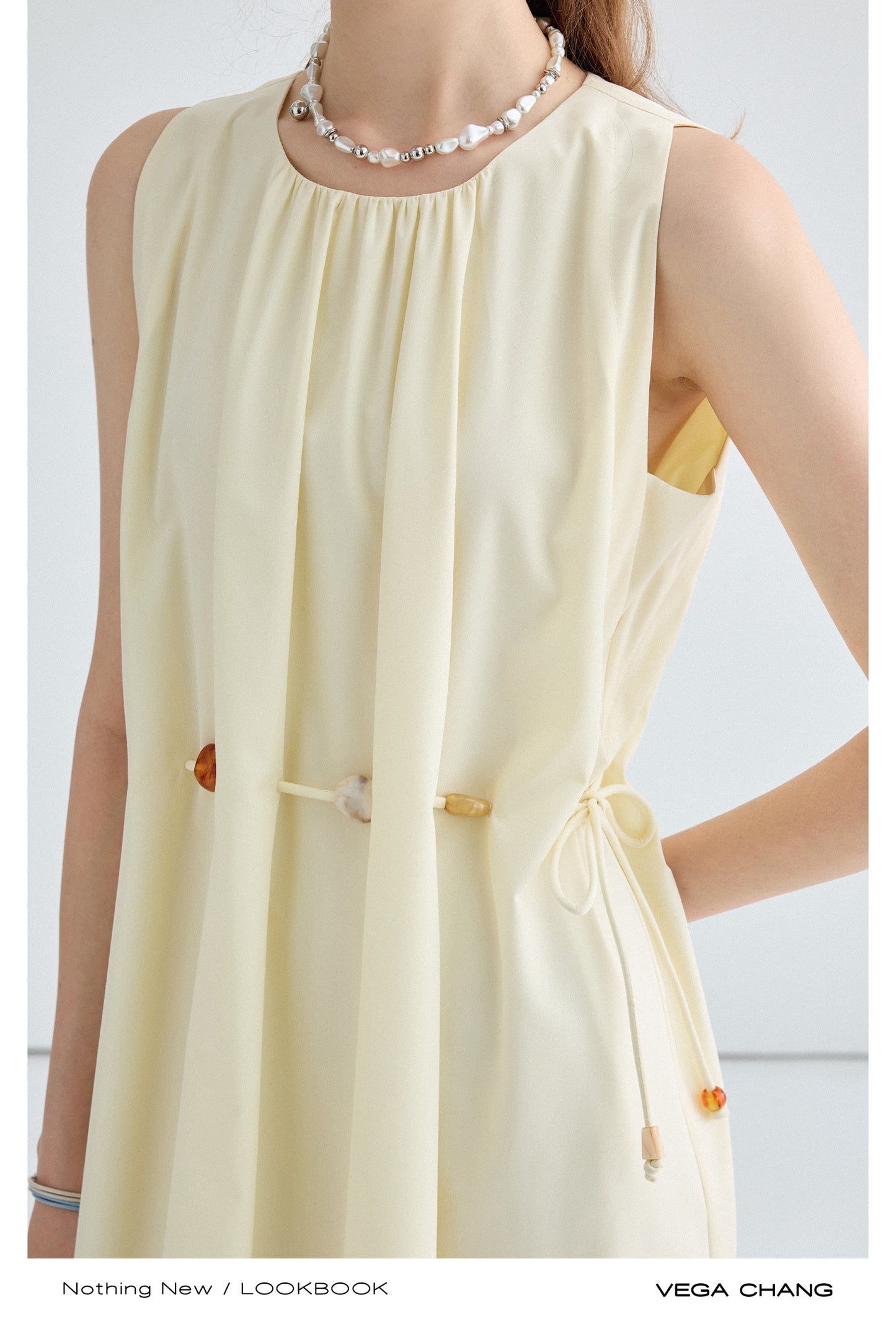 Waist Rope Design Round Neck Dress