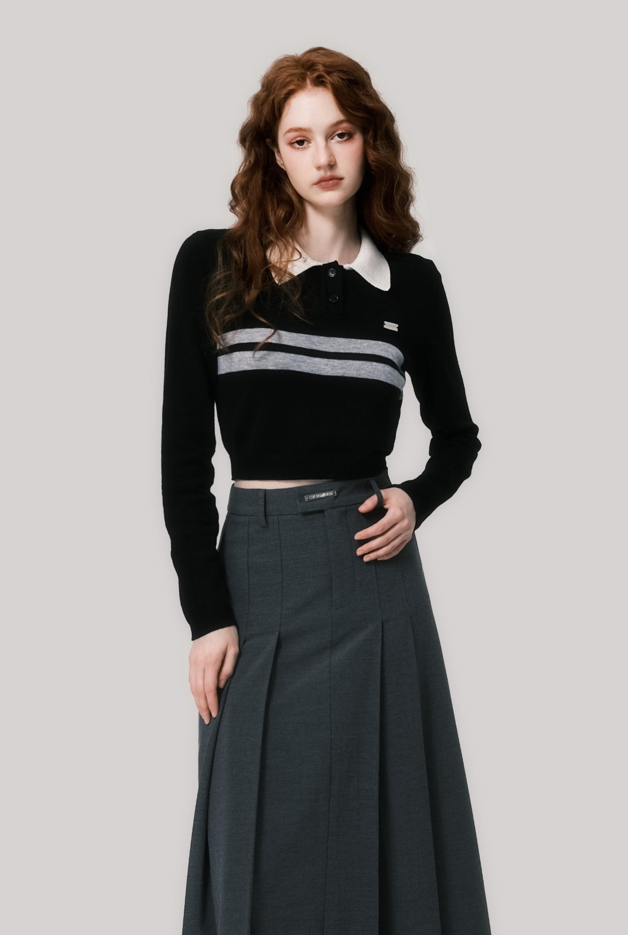 Pleated Long Length Skirt