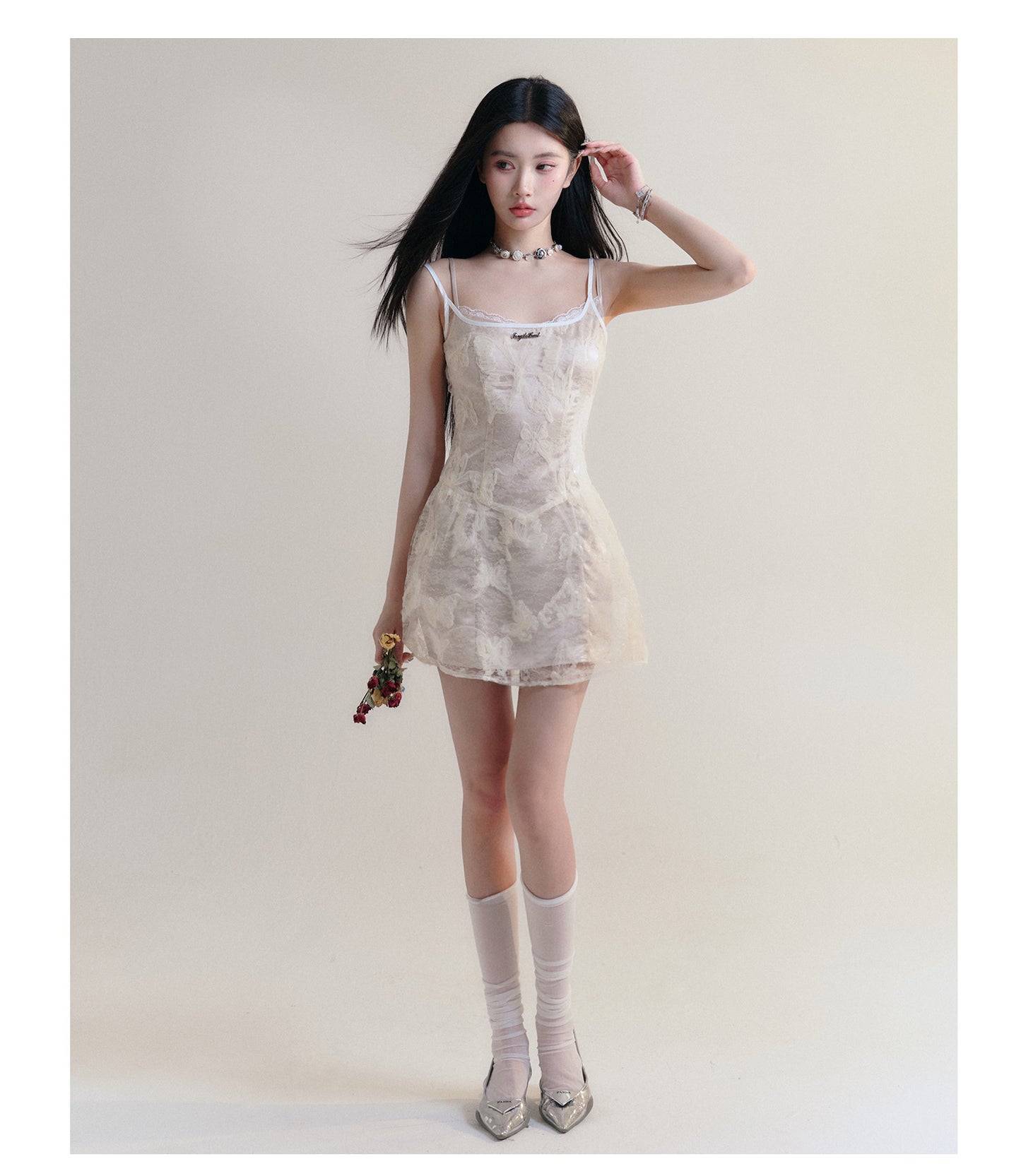 Lace Layered Suspender Skirt