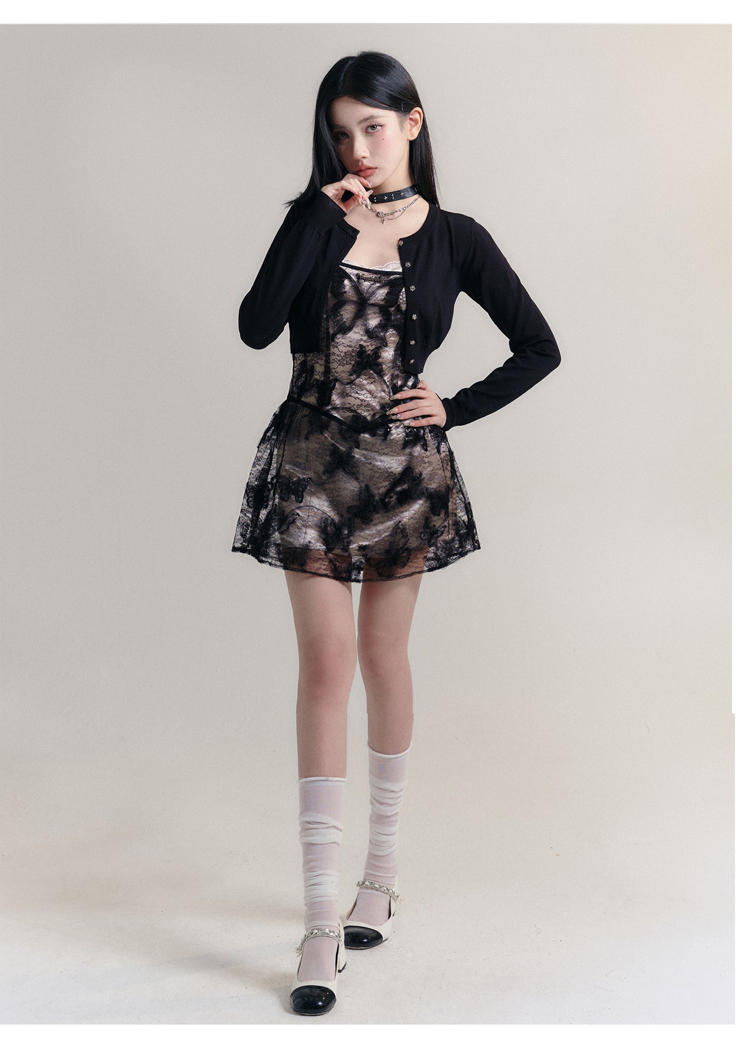 Lace Layered Suspender Skirt