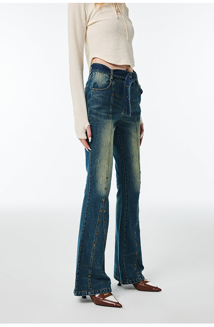 Washed High Waist Straight Wide Leg Jeans