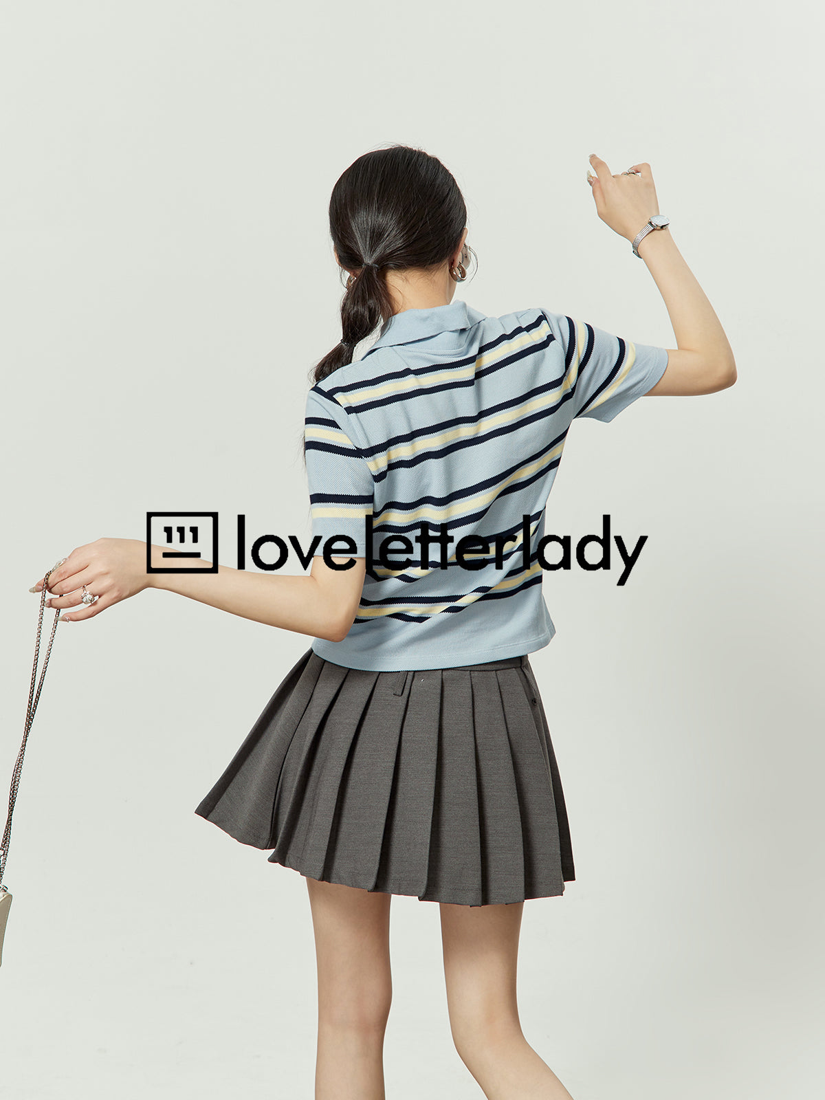 Slim Knit Polo Shirt and Skirt Setup