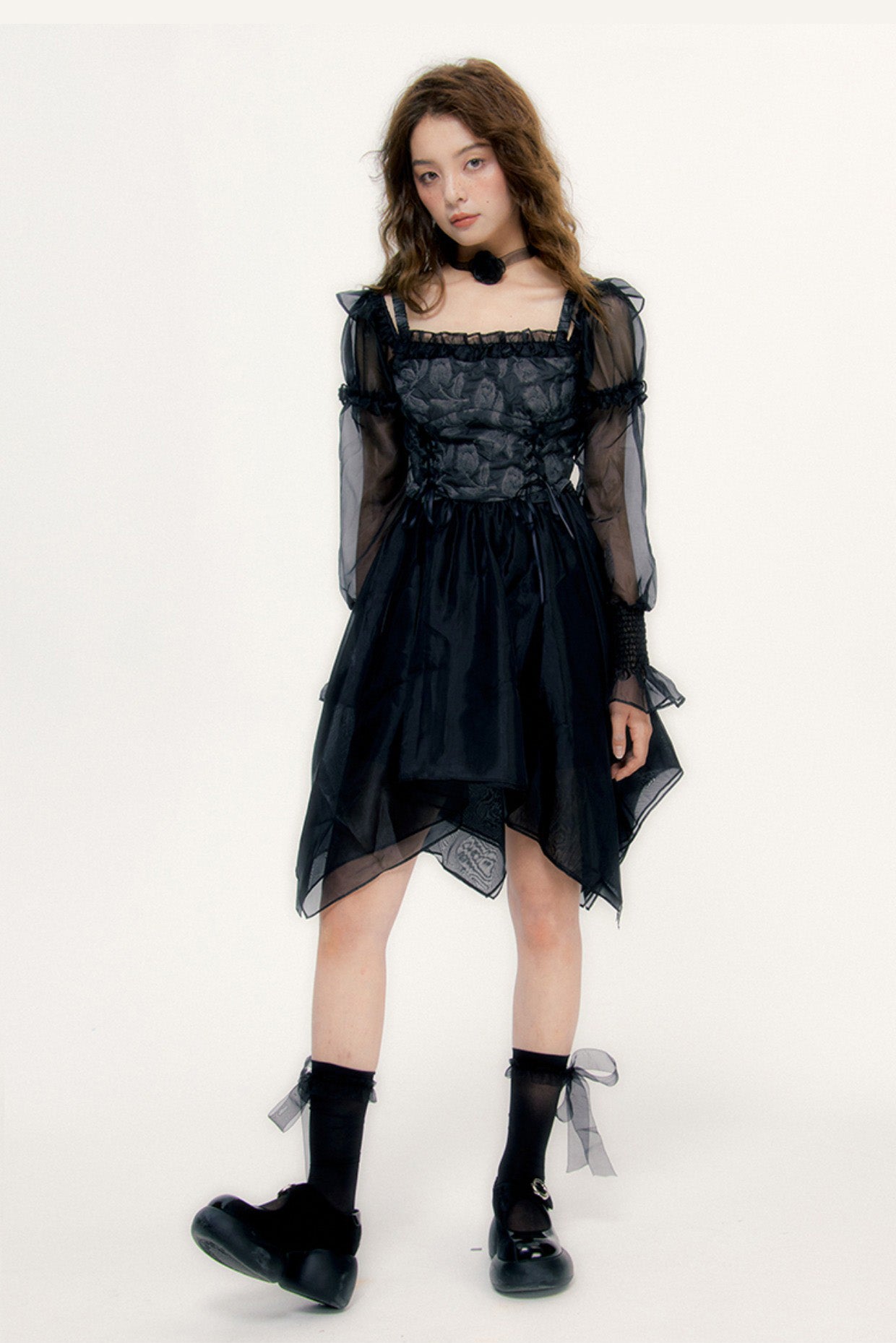 Square Neck See-through Girly Dress