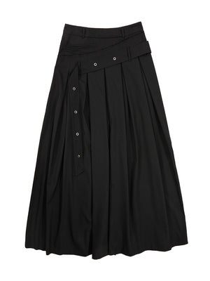 Asymmetrical long length pleated skirt